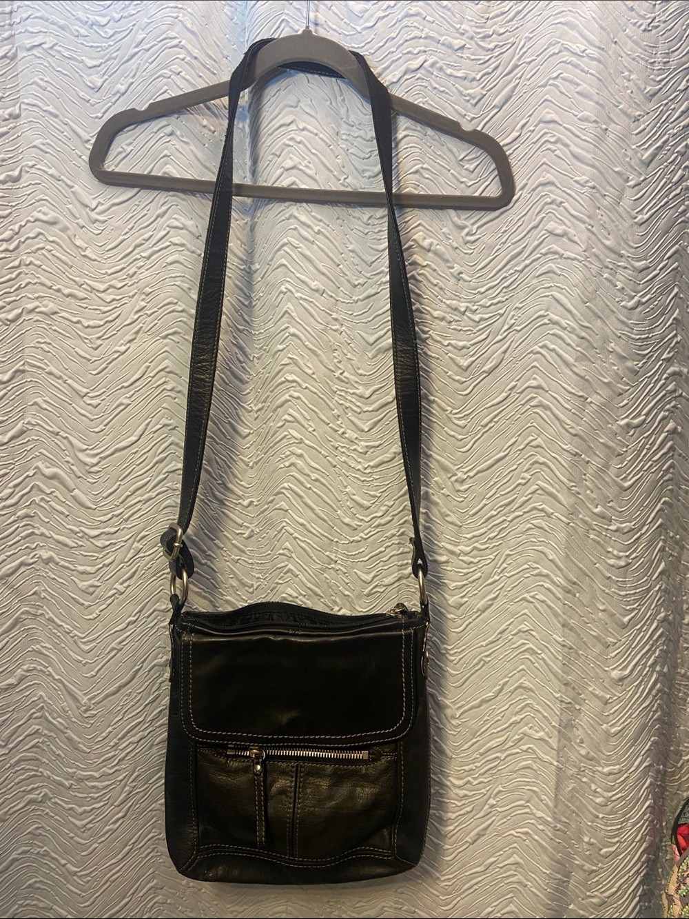 Fossil Black Leather Crossbody Bag